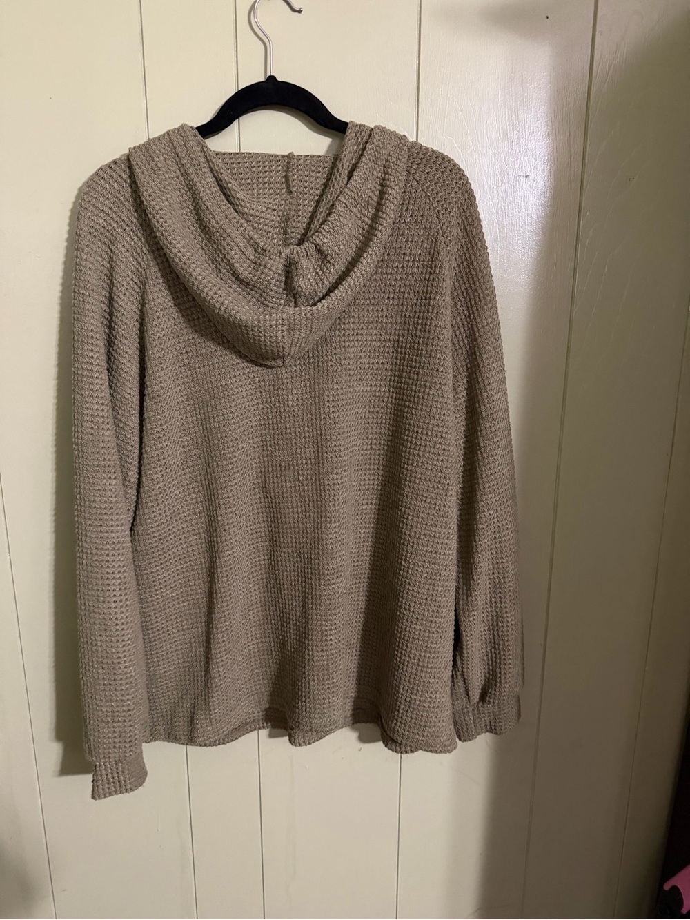 SHEIN Waffle-Knit Hooded Pullover Sweater in Taupe - Picture 2 of 3